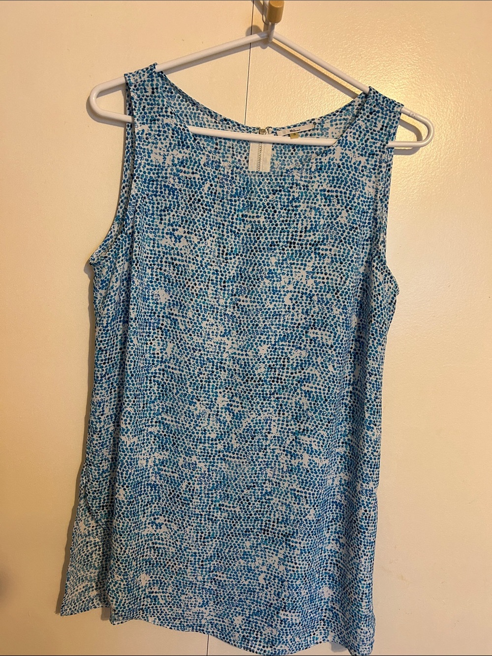Sleeveless Milano Blue Dotted Shift Top Size S